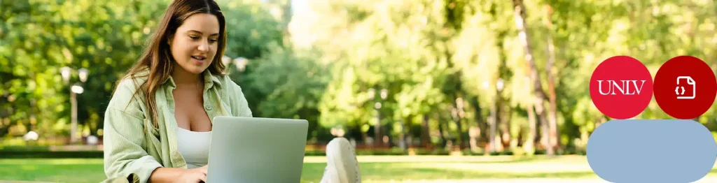 Person using laptop in park